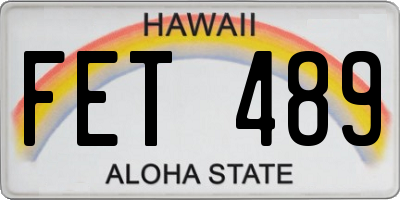 HI license plate FET489