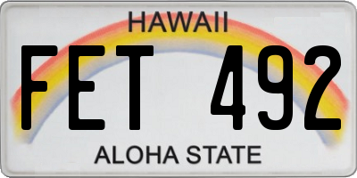 HI license plate FET492