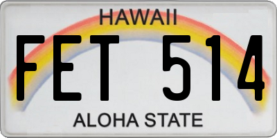 HI license plate FET514