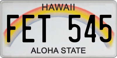 HI license plate FET545