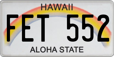 HI license plate FET552