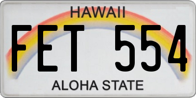 HI license plate FET554