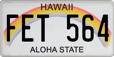 HI license plate FET564