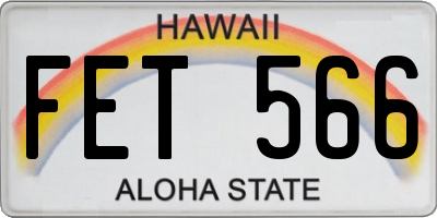 HI license plate FET566