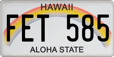 HI license plate FET585