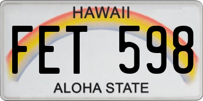 HI license plate FET598