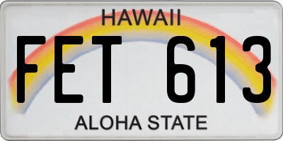 HI license plate FET613