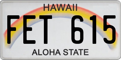 HI license plate FET615