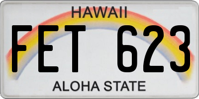 HI license plate FET623