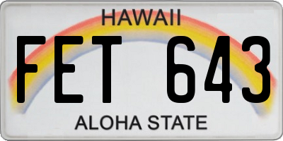 HI license plate FET643