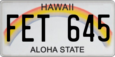 HI license plate FET645