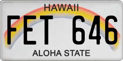 HI license plate FET646