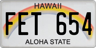 HI license plate FET654