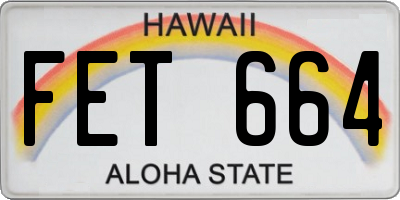 HI license plate FET664