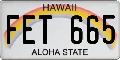 HI license plate FET665
