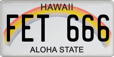 HI license plate FET666