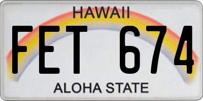 HI license plate FET674