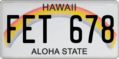 HI license plate FET678