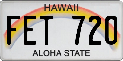 HI license plate FET720
