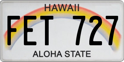 HI license plate FET727
