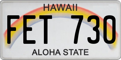 HI license plate FET730