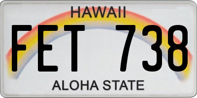 HI license plate FET738