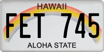 HI license plate FET745