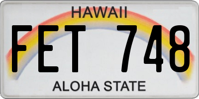 HI license plate FET748