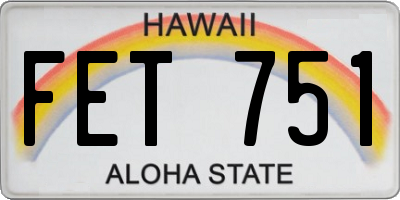 HI license plate FET751