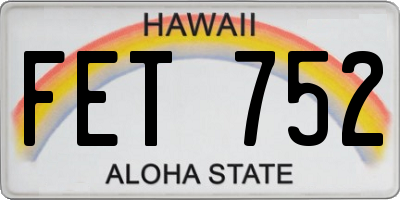 HI license plate FET752