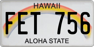 HI license plate FET756