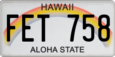 HI license plate FET758