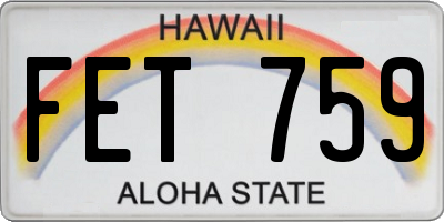 HI license plate FET759