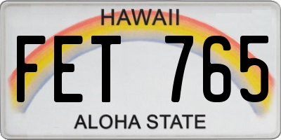 HI license plate FET765