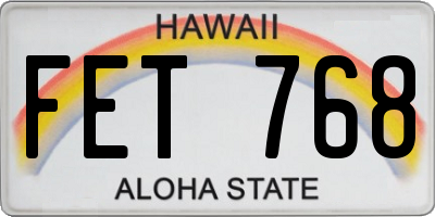 HI license plate FET768