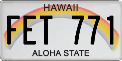 HI license plate FET771