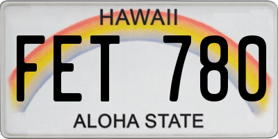 HI license plate FET780