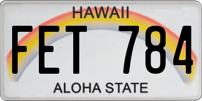 HI license plate FET784