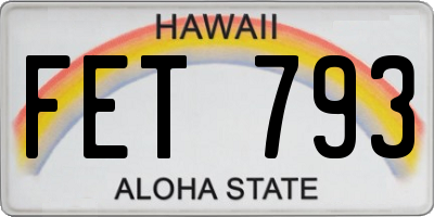 HI license plate FET793