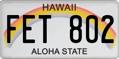 HI license plate FET802