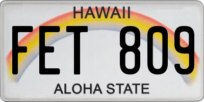 HI license plate FET809