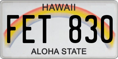 HI license plate FET830