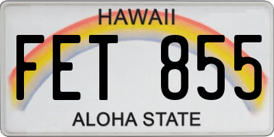 HI license plate FET855