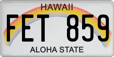 HI license plate FET859