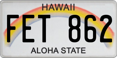 HI license plate FET862