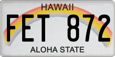 HI license plate FET872