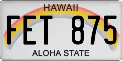 HI license plate FET875