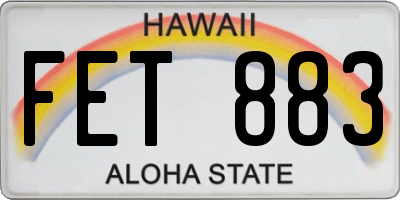 HI license plate FET883