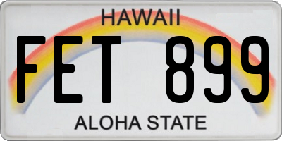 HI license plate FET899