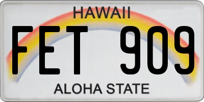 HI license plate FET909